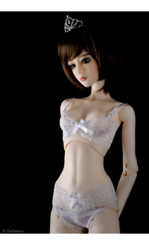 Model doll size - Lacy bra + panty set (White)