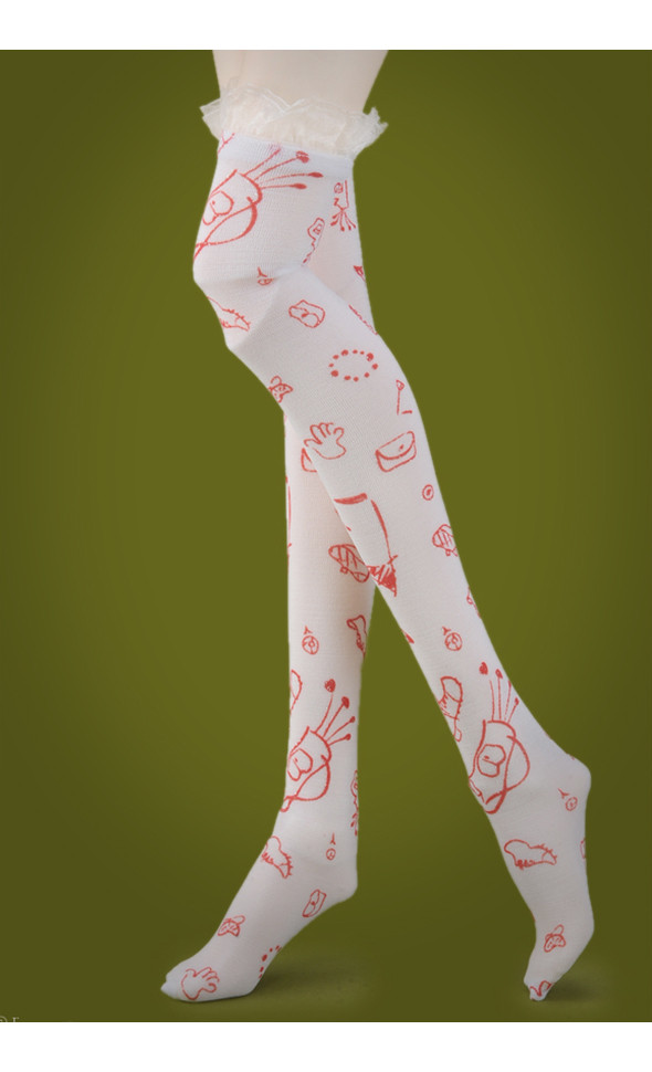 Model doll size - Cheerful Lace Stocking (White/Red)