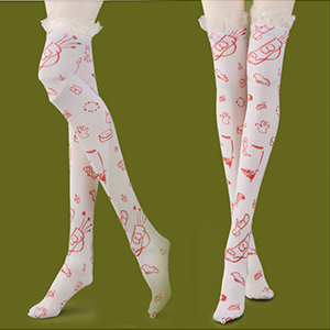 Model doll size - Cheerful Lace Stocking (White/Red)