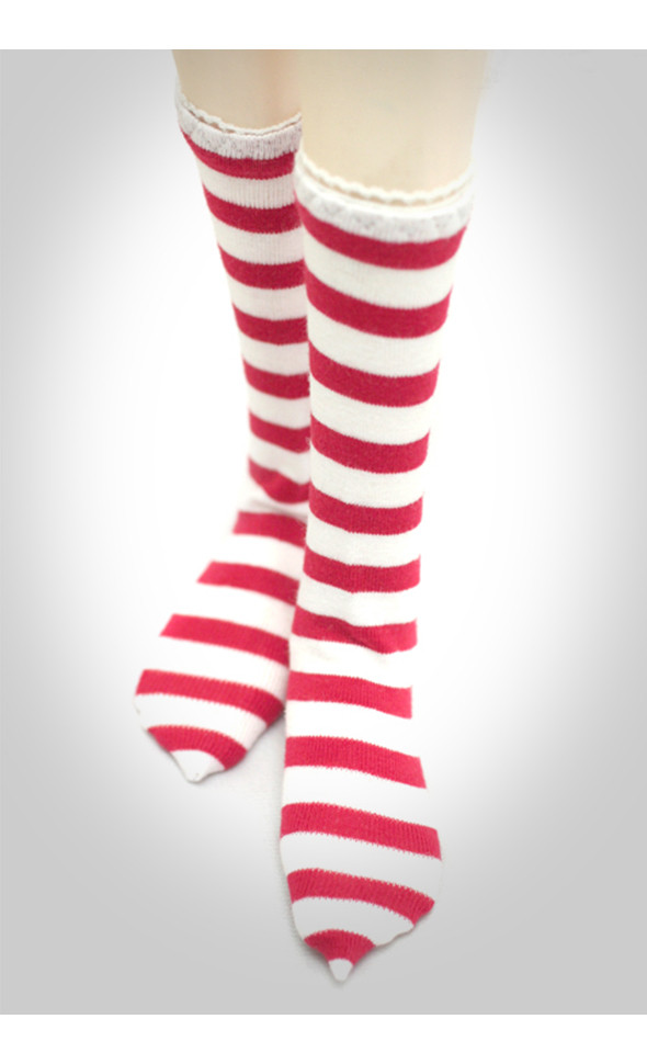 모델돌여아사이즈 - Basic socks(Striped Red)