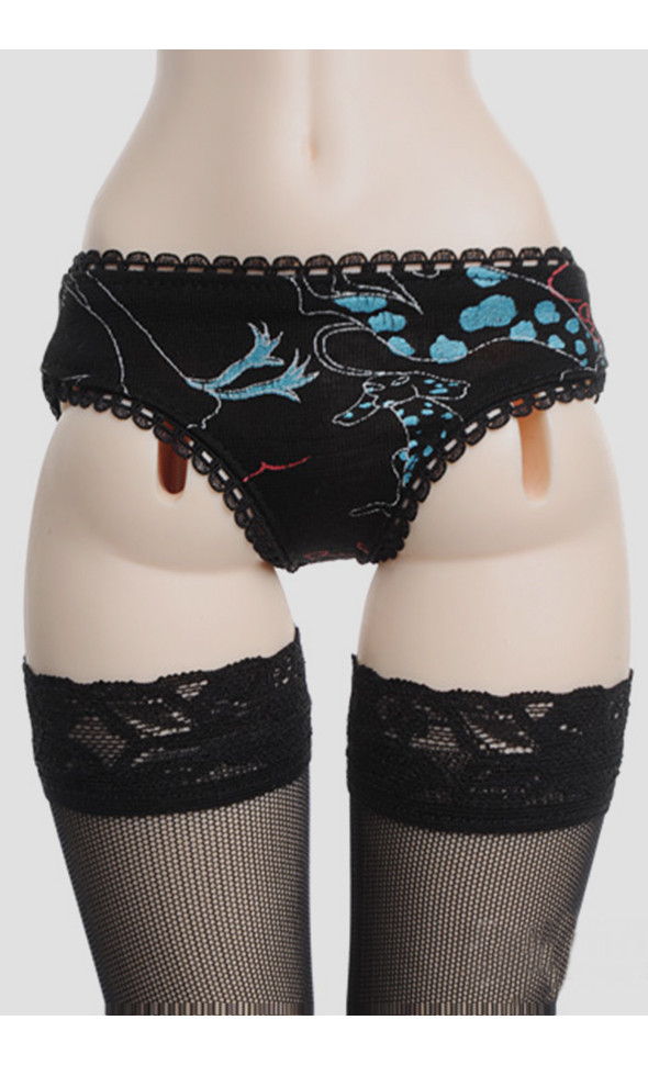 Model F Size - Woman Basic Animal Panty(Black&Blue)