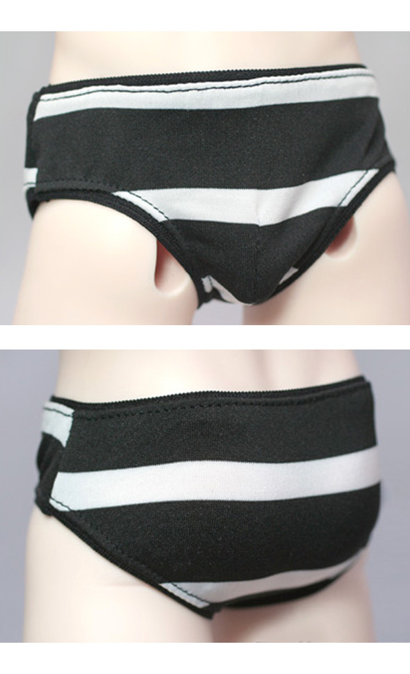 Model M Size - Simple Triangle Boy Panties (Striped Black)