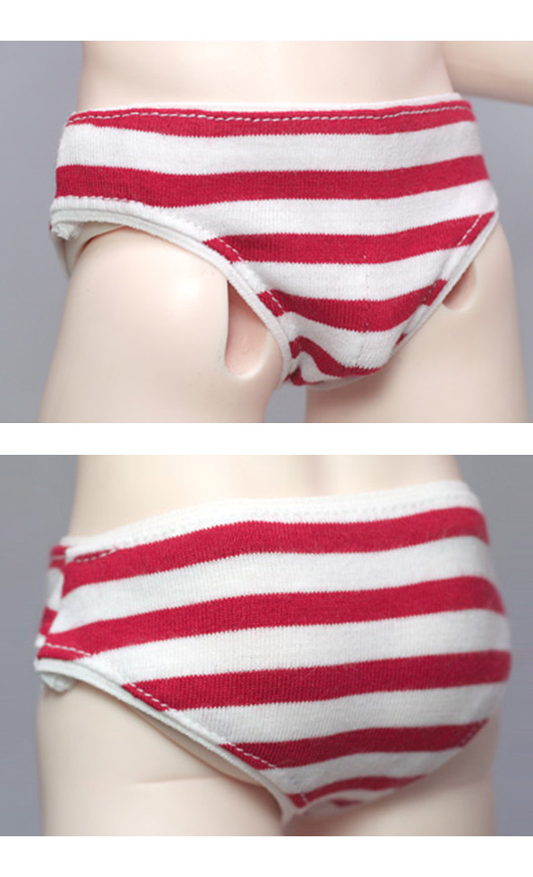 Model M Size -  Simple Triangle Boy Panties (Striped Red)