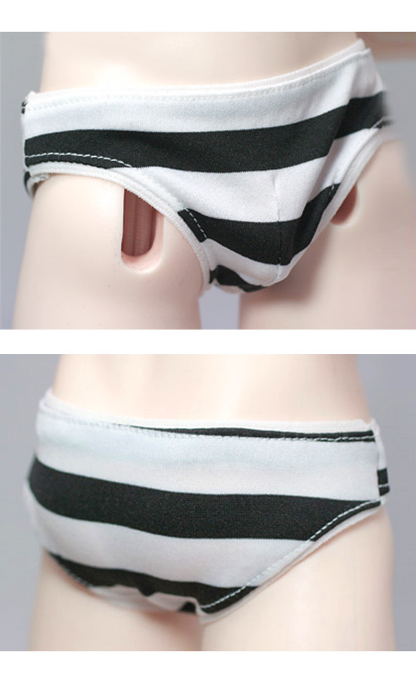 Model M Size - Simple Triangle Boy Panties (Striped White)