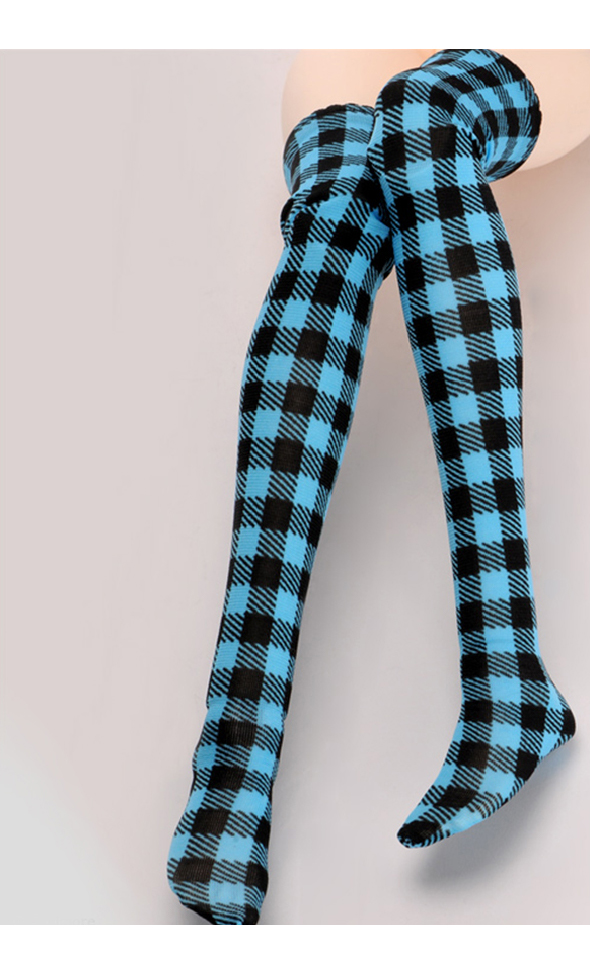 SD - Band Soft Check Stocking (Blue)