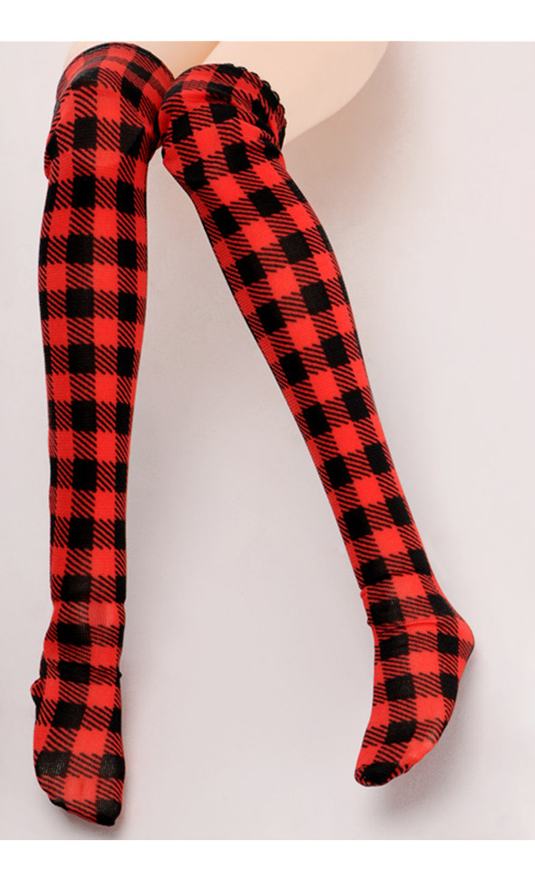 SD - Band Soft Check Stocking (Red)