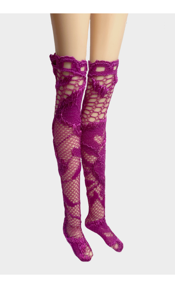 12 inch Size - TX Lace Knee Socks (Plum)