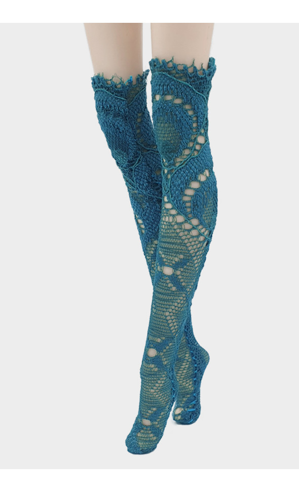 12 inch Size - TX Lace Knee Socks (Blue Green)