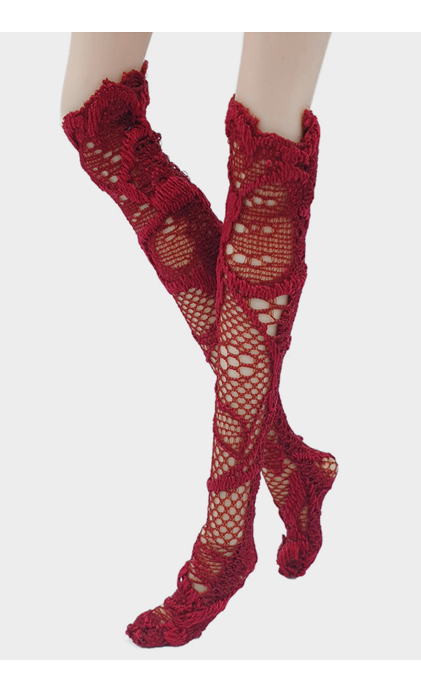 12 inch Size - TX Lace Knee Socks (B Wine)