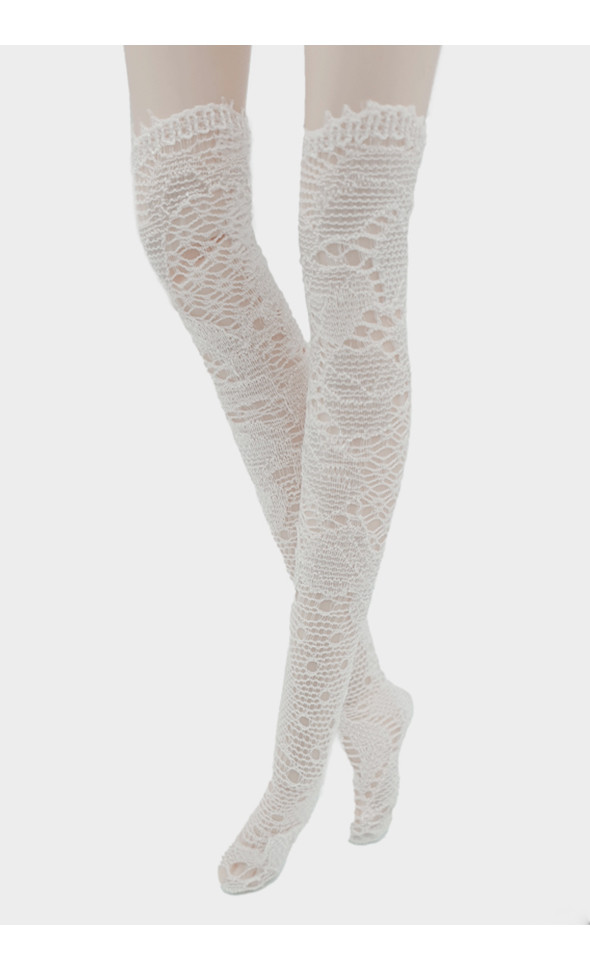 12 inch Size - TX Lace Knee Socks (White)