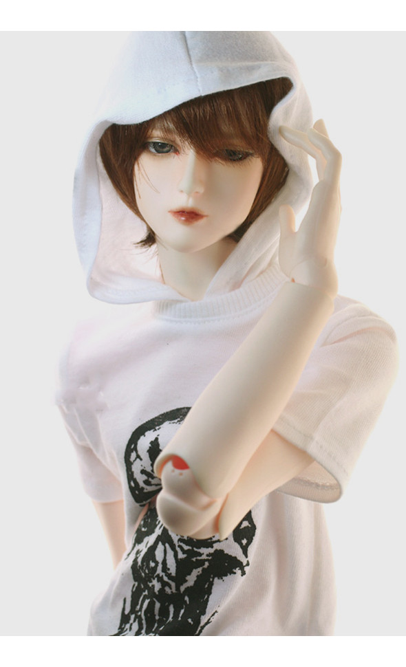 Model M Size - Big Skull Print Hood T(White)