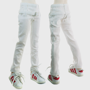 MSD - Buckle Skinny Pants (White) [A6-3-5]