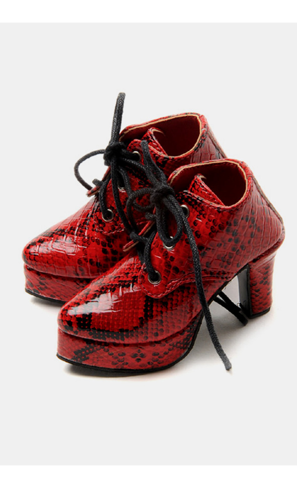 Model Doll F(high heels) Shoes - Angle Cut Enamel Shoes (Snake Red)