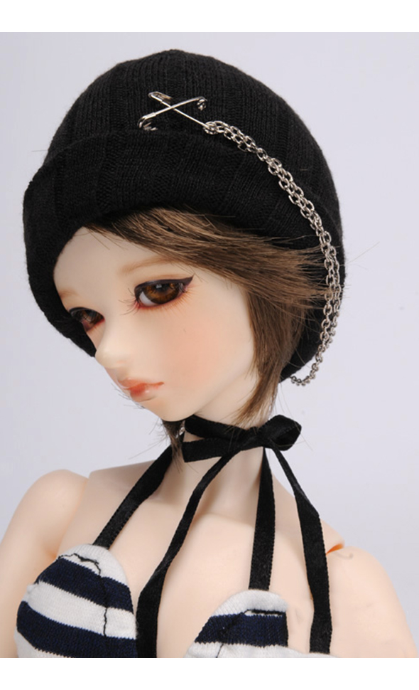 (8-9) Chain Beanie (Black)