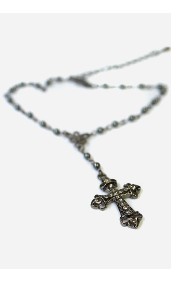 Model Doll Size - Jewelry Cross Rosary (Black)