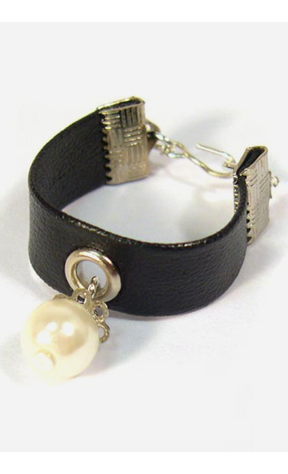 MSD - Leather pearl choker (Black) 초커