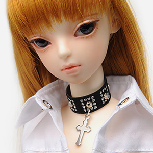 MSD - Silver Square Cross Choker(black)