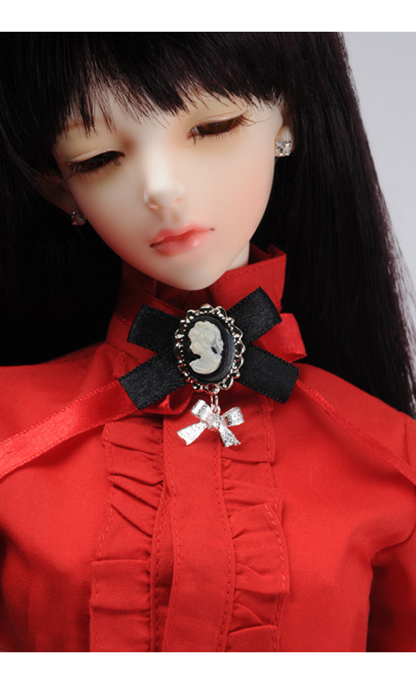 Cameo Ribbon Brooch (Black)[F3-3-5]