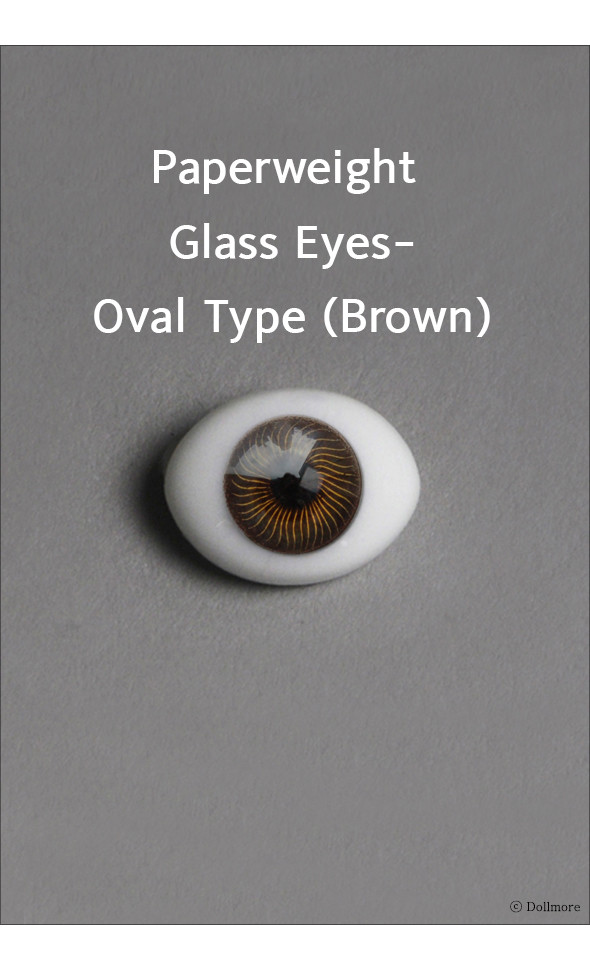 14mm Paperweight Glass Eyes-Oval Type (Brown)