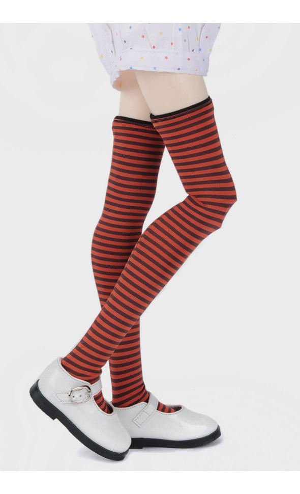 SD - Slim Striped Band Stocking (Red)
