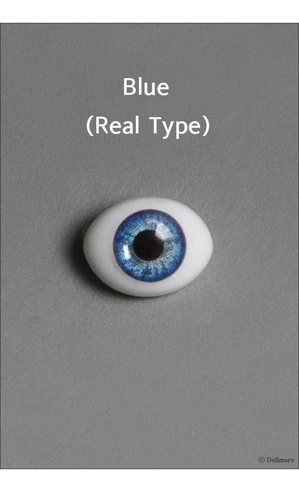 12mm Oval Real Type PaperWeight Glass Eyes - Blue (Real Type)