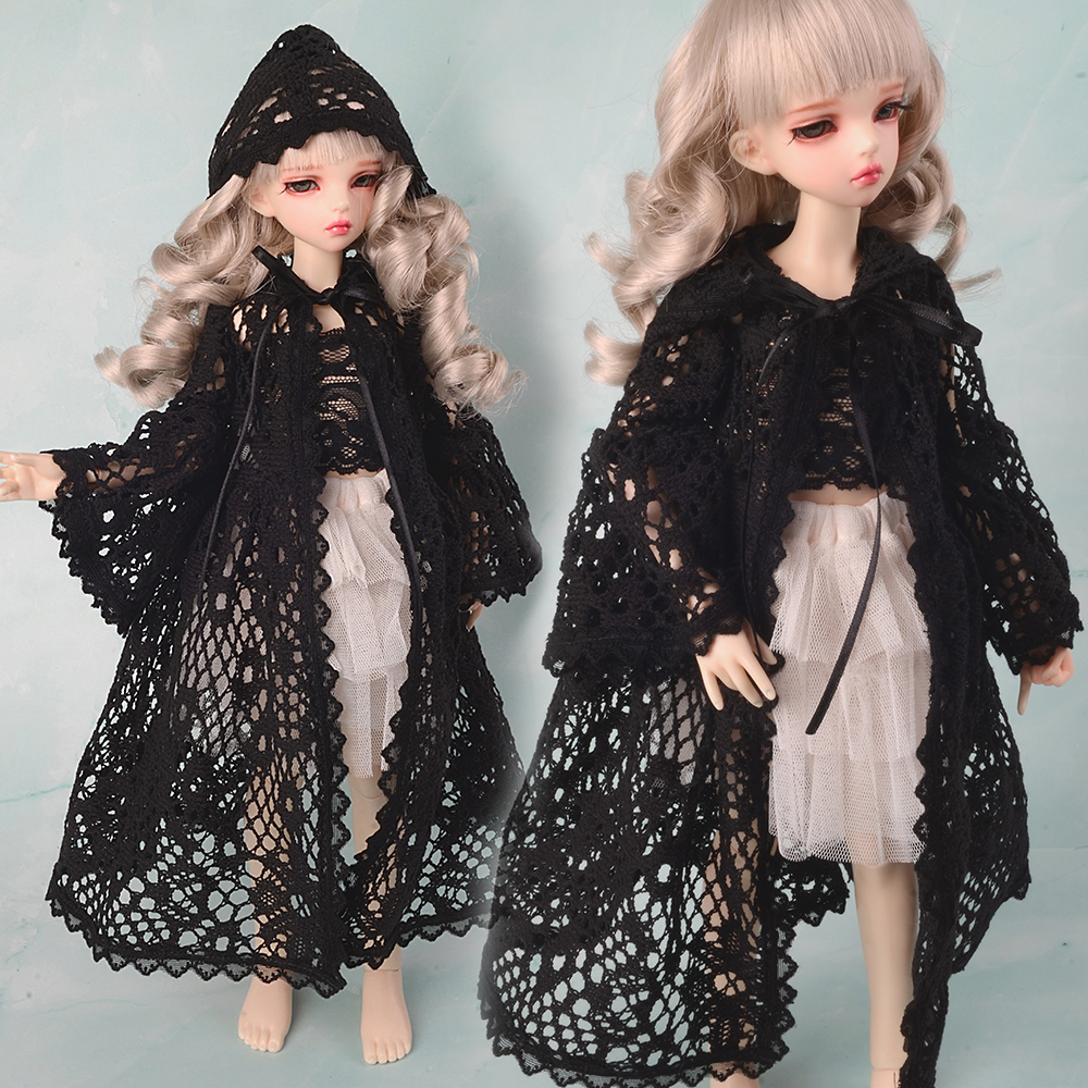 MSD - Vine Ribbon Hood Cardigan (Black)