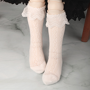 Lusion Doll Size - Amelia Knit Long Socks (White)