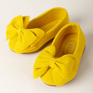 Lusion Doll Shoes - Ribbon Plush Flats Shoes (Yellow)