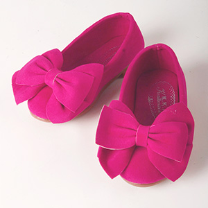 Lusion Doll Shoes - Ribbon Plush Flats Shoes (Hot Pink)
