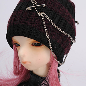 (7-8) Chain Beanie (Black&Red)