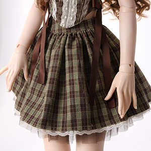 Trinity F Doll Size - Elowen Tartan Skirt (khaki)- LE 7