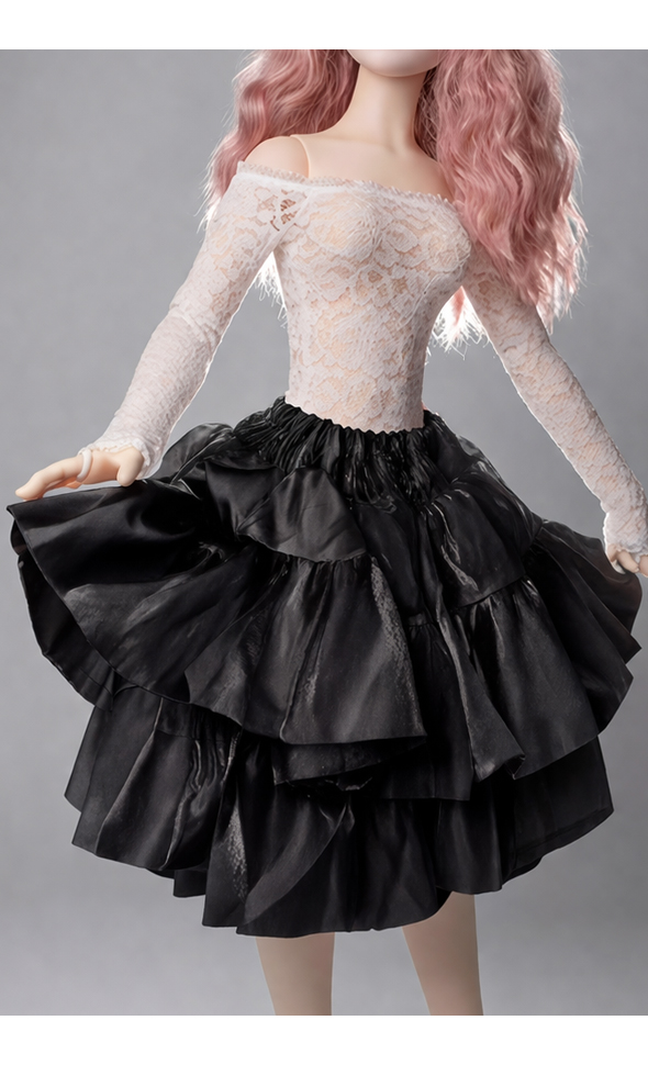 (Pre-order)Trinity F Doll Size - Peony Layered Petticoat (Black)