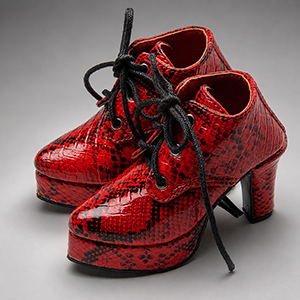 Model Doll F(high heels) Shoes - Angle Cut Enamel Shoes (Snake Red)