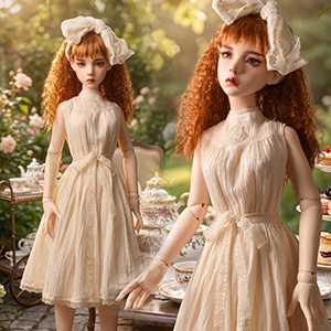 Trinity F Doll Size - Rosy Tea Garden Dress (Cream Ivory) - LE 10