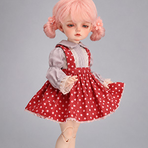 USD - Gray Pintuck Blouse, Red Dot Pinafore Dress / Gray Pintuck Blouse and Red Dot Pinafore Dress 14/2nd/02