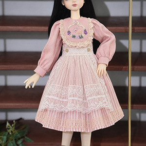 MSD - Pink Striped Embroidered Apron Dress / Pink Striped Embroidered Apron Dress 03/3rd/01