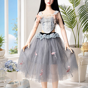 Trinity F Doll Size - Flamingo Mist Tulle Skirt (Gray)