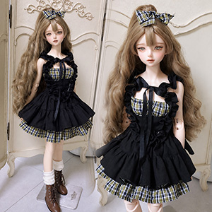 SD - AK-426 Tube Top Check Dress, Freel Bustier One Piece Set AJM0806