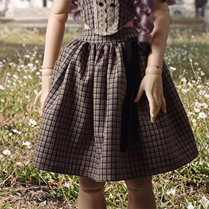 Trinity F Doll Size - Melwen Tartan Skirt (B khaki)- LE 7